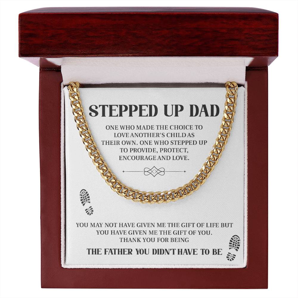 Cuban Chain Necklace Gift for Stepped Up Dad – Heartfelt Message Card