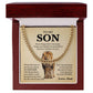 Lion Necklace Gift for Son from Dad – Proud Father Message Card