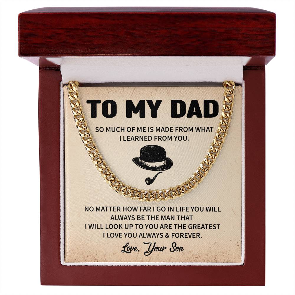 To My Dad Cuban Chain with Loving Message From Children
