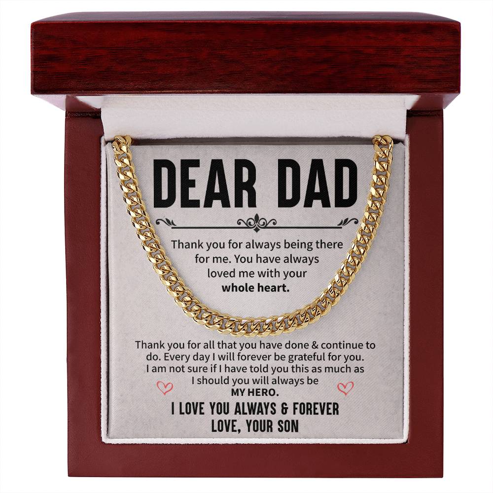 Dear Dad Necklace Heartfelt Message with Hero Tribute from Son