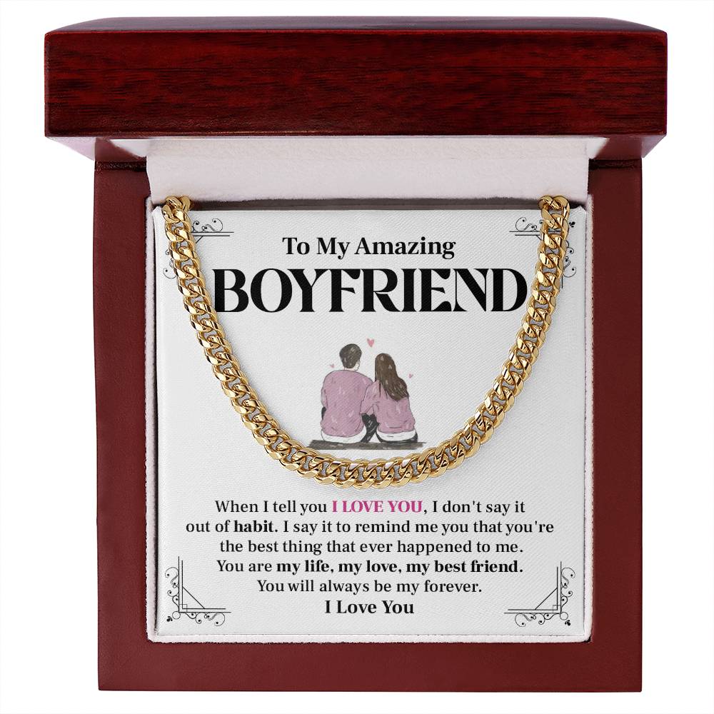 Cuban Chain for Boyfriend – Love & Habit Message Card