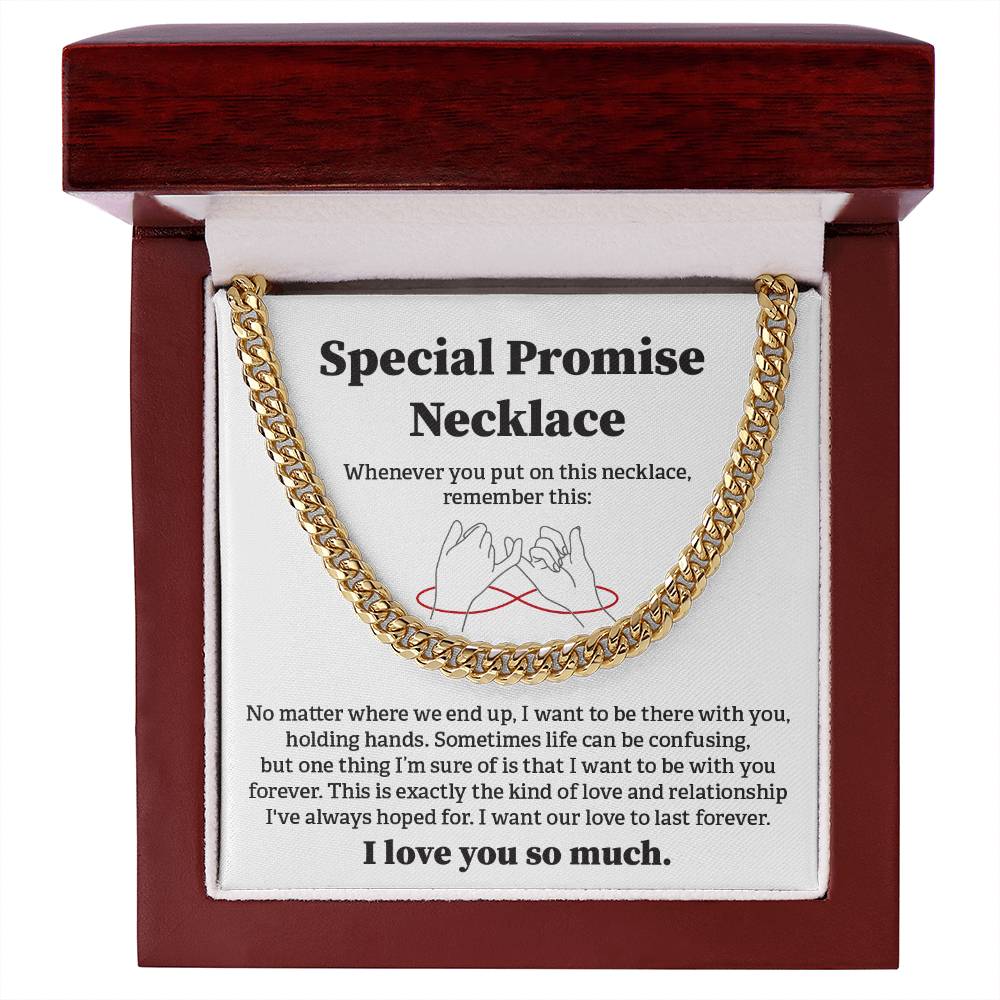 Special Promise Cuban Necklace Gift Special Romantic Gift Unique Gift For Men Emotional Love Jewelry Thoughtful Boyfriend Gift Unique Cuban Chain Gift Meaningful Love Necklace Perfect Boyfriend Gift Valentine Day Gift Anniversary Gift For Him Special Gift