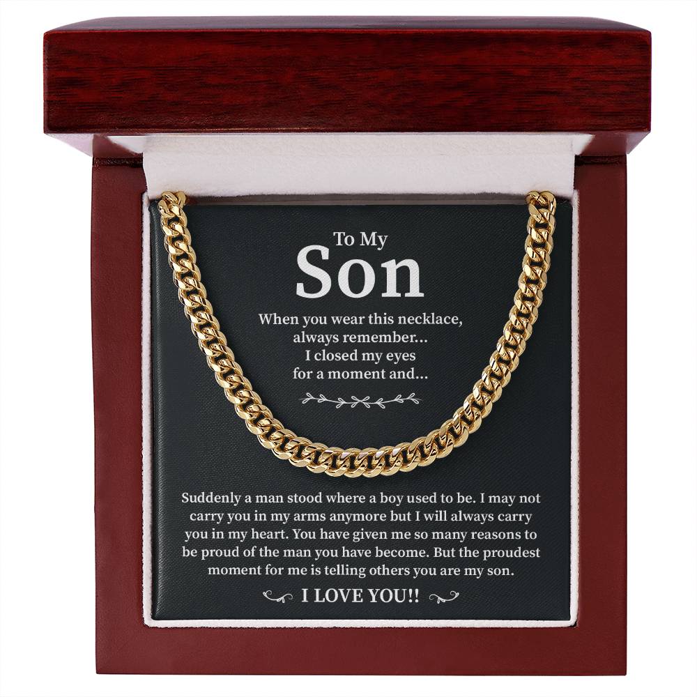 Cuban Chain Gift for Son from Mom – Proud Mother Lion Message Box