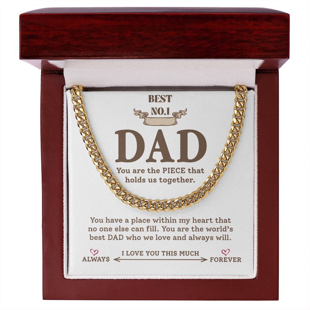 Best Dad Chain Necklace Gift with Message Card from Kids