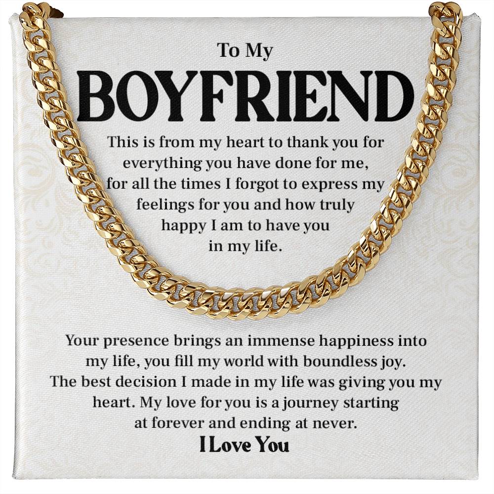 Boyfriend Necklace Gift for Him – with Message Card