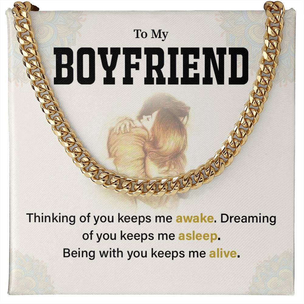 Boyfriend Cuban Chain Necklace Gift with Message Card