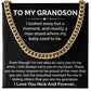 To My Grandson Cuban Chain Gift With Message Card