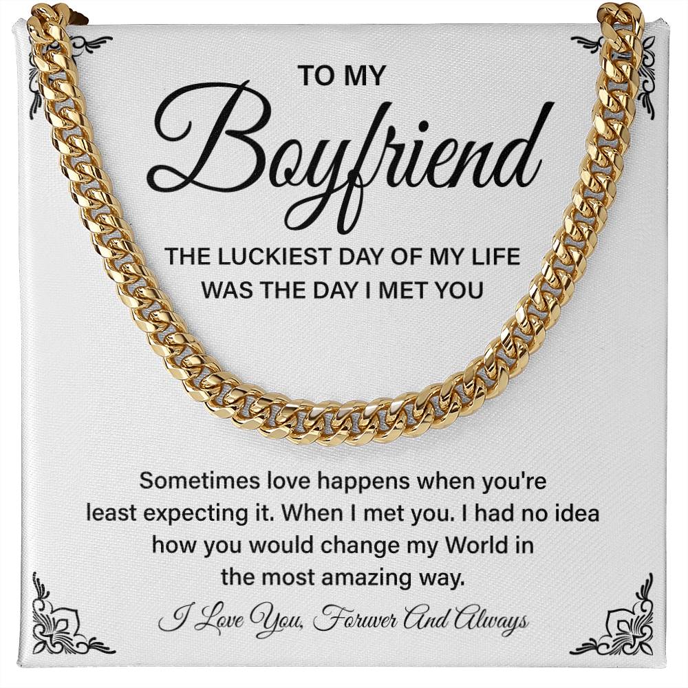 Boyfriend Gift – Cuban Chain with Lucky in Love Message