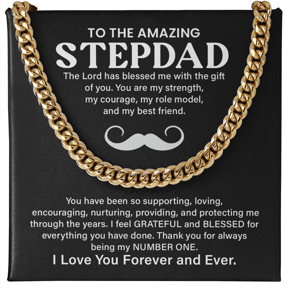 Step Dad Cuban Link Chain Gift With Loving Message Card