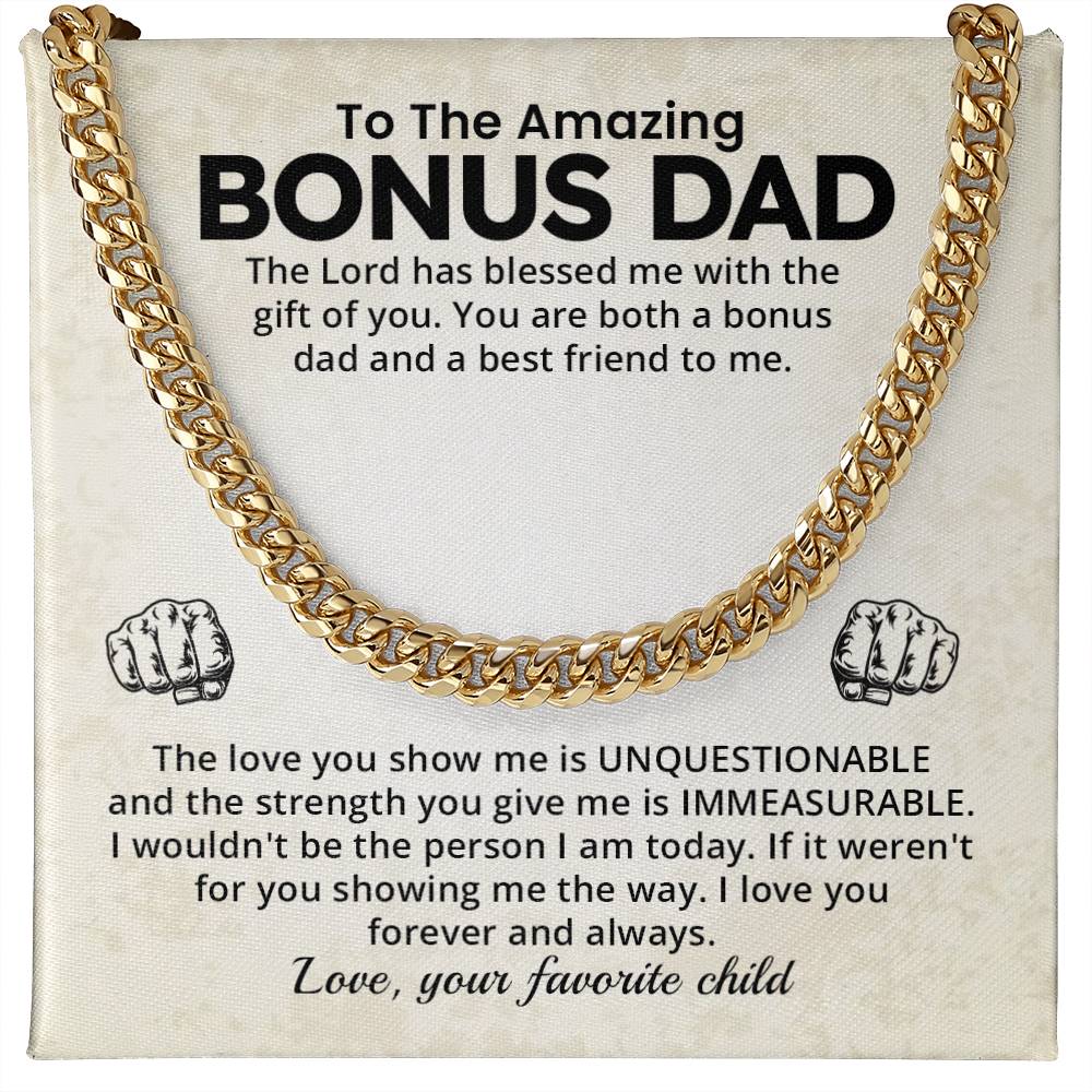 Bonus Dad Cuban Chain Necklace Gift With Loving Message