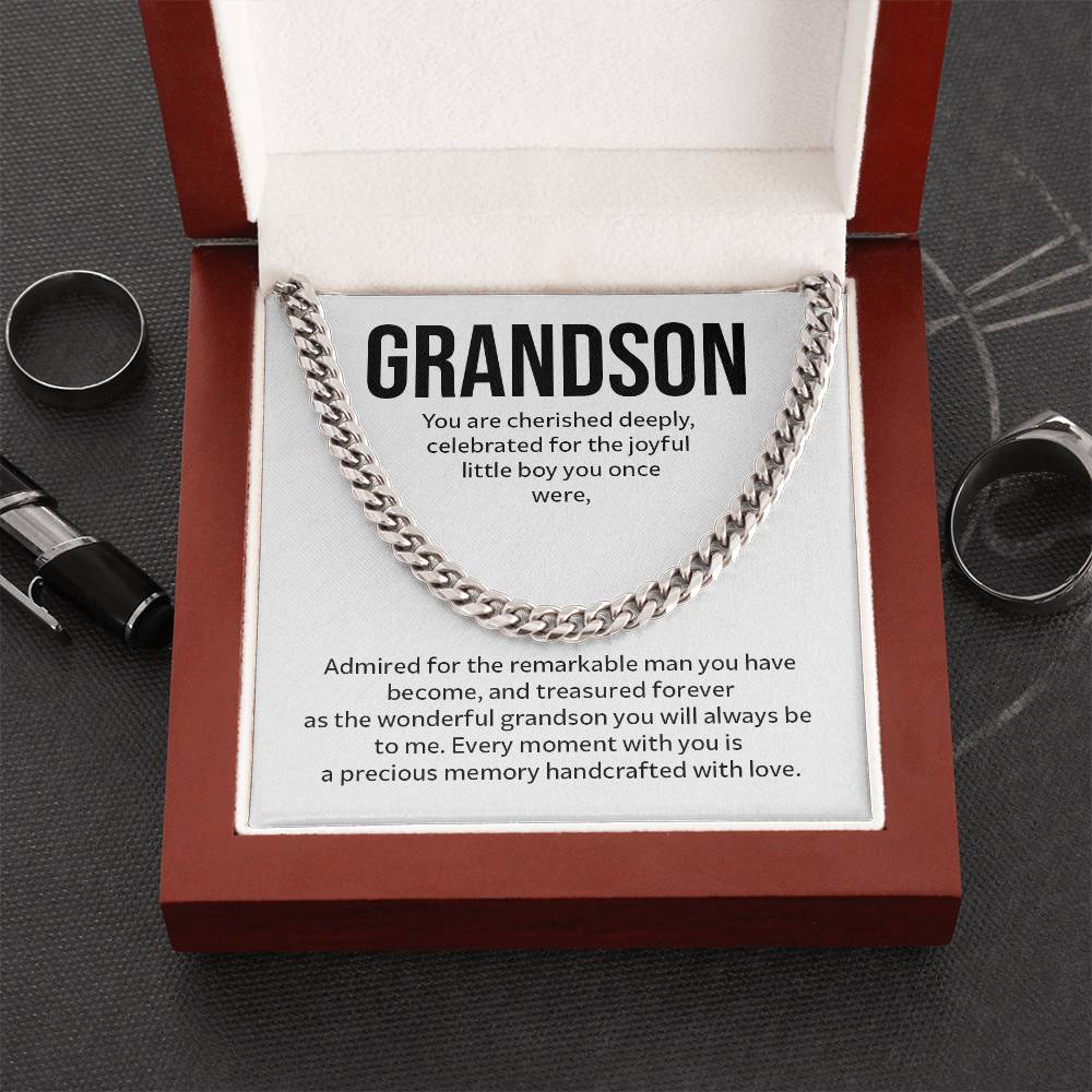 Cuban Chain Necklace Gift for Grandson from Grandparent