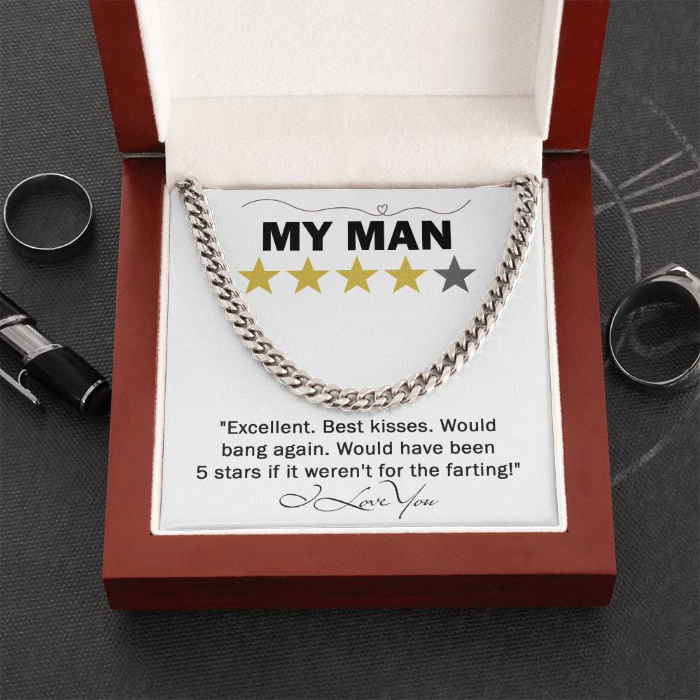 My Man A Funny Cuban Link Chain Necklace Gift For Boyfriend, Husband Gift, Valentine's Day, Anniversary, Or Christmas Gift For Boyfriend, Husband