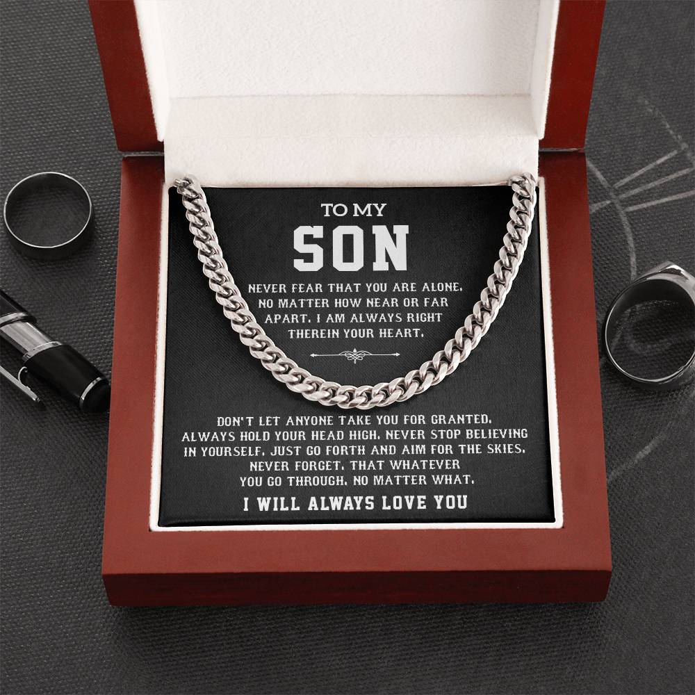 Cuban Chain Necklace Gift for Son – Inspirational Message Box