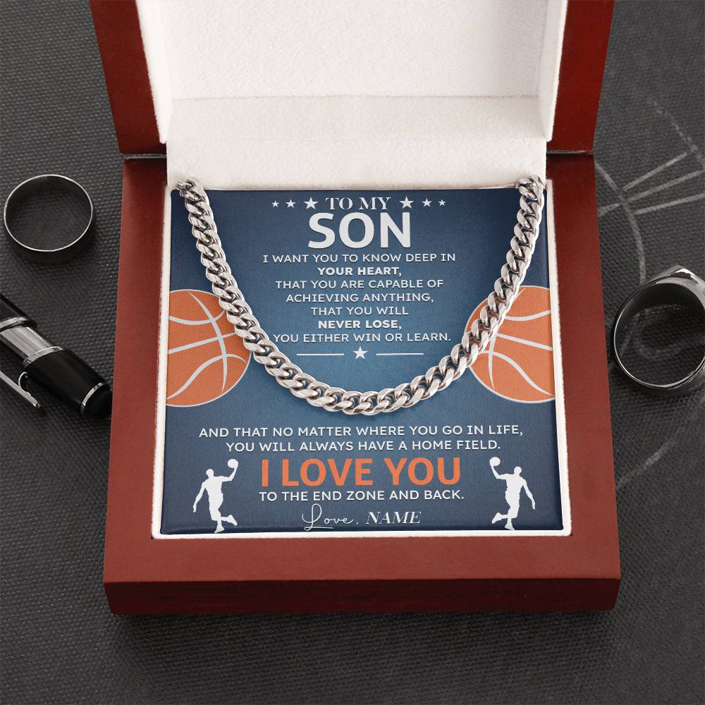 Inspirational Son Basketball Necklace with Card