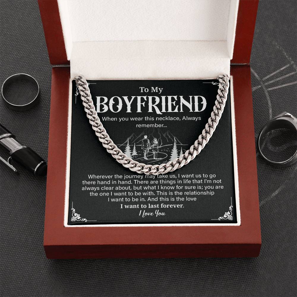 Cuban Link Necklace Gift for Boyfriend with Gift Box