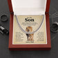 Dad to Son Lion Cuban Chain – Father to Son Gift with Message Card