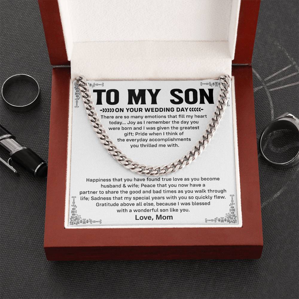 Wedding Day Gift for Son from Mom Cuban Chain Necklace