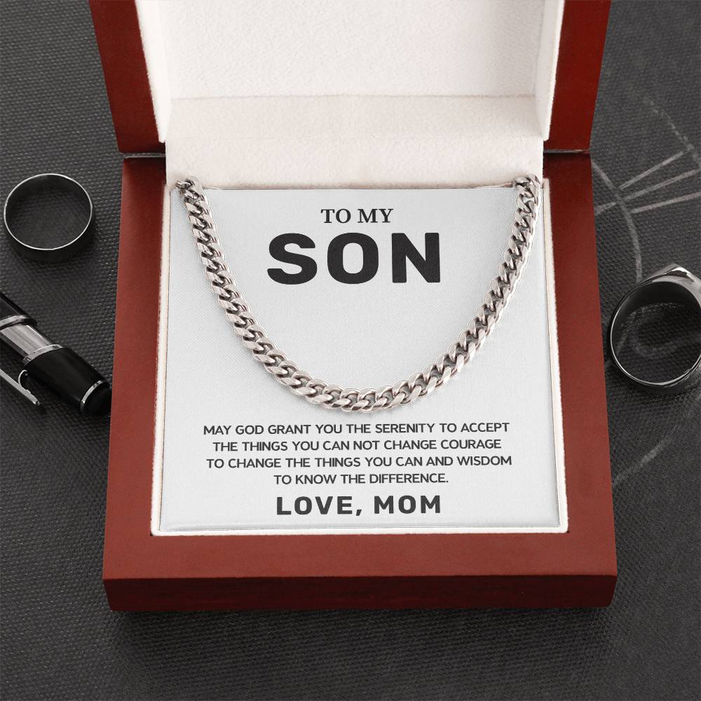 Christian Son Gift from Mom Cuban Chain & Card