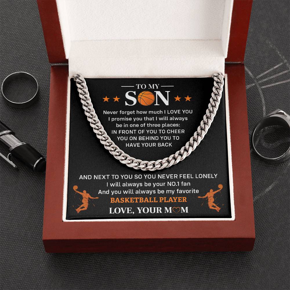 Basketball Son Cuban Chain Gift from Mom – Message Card