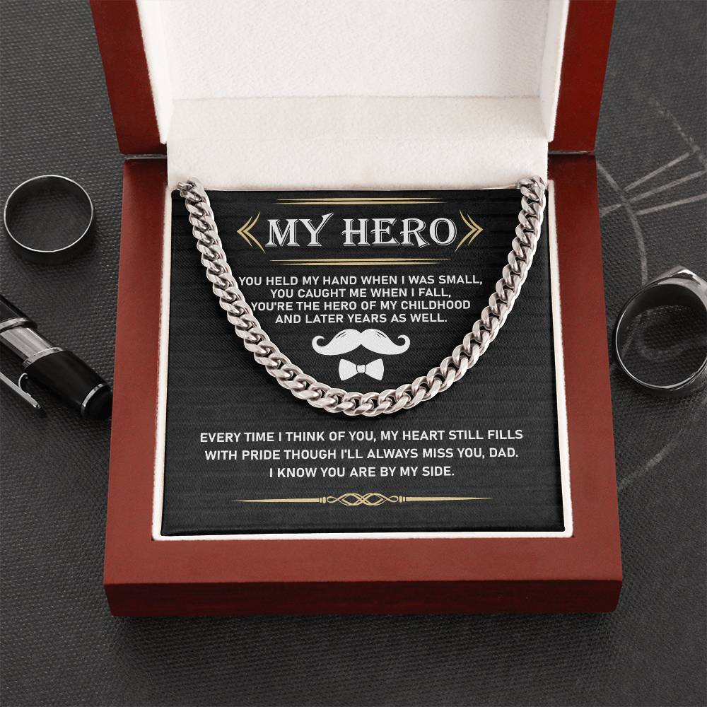 My Hero Memorial Chain Gift for Dad with Inside card from Son