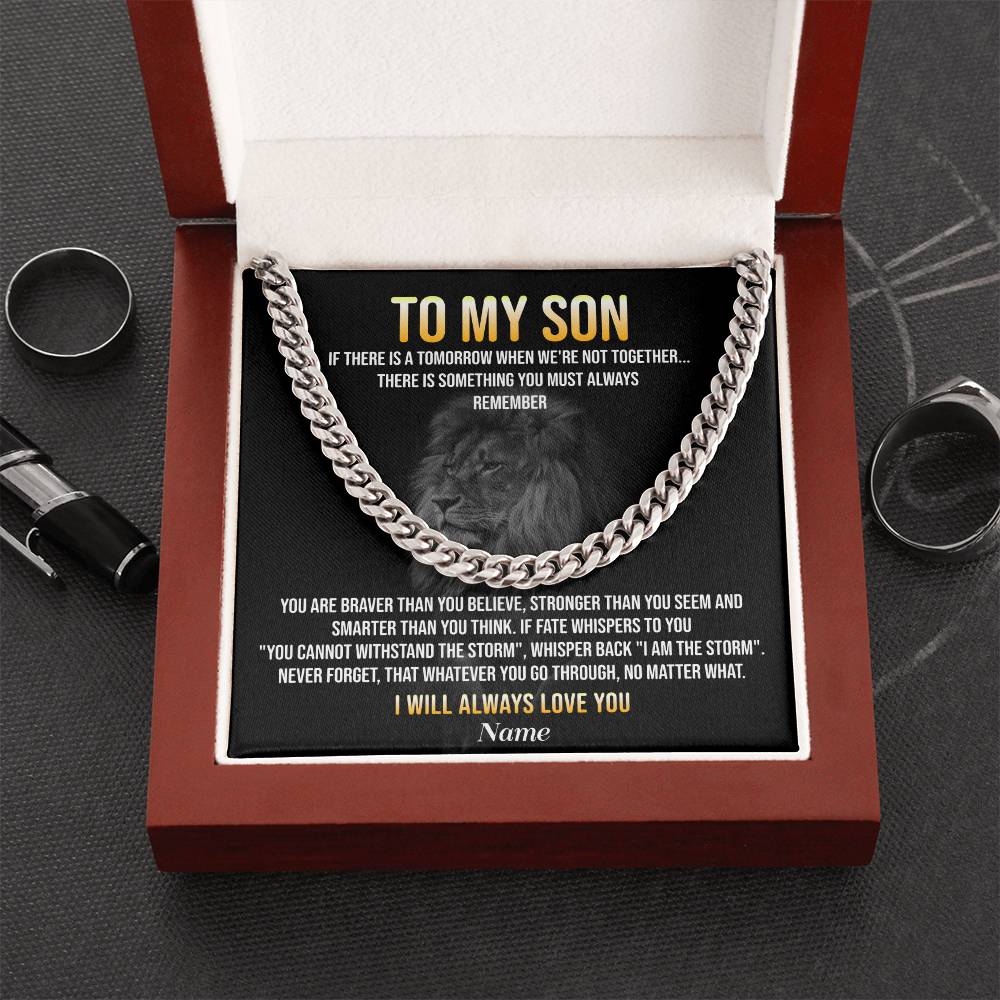 To My Son Lion Necklace Gift with Message Card