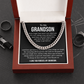 To My Grandson Cuban Link Chain Inspirational Gift from Grandma or Grandpa, Motivational Necklace for Him