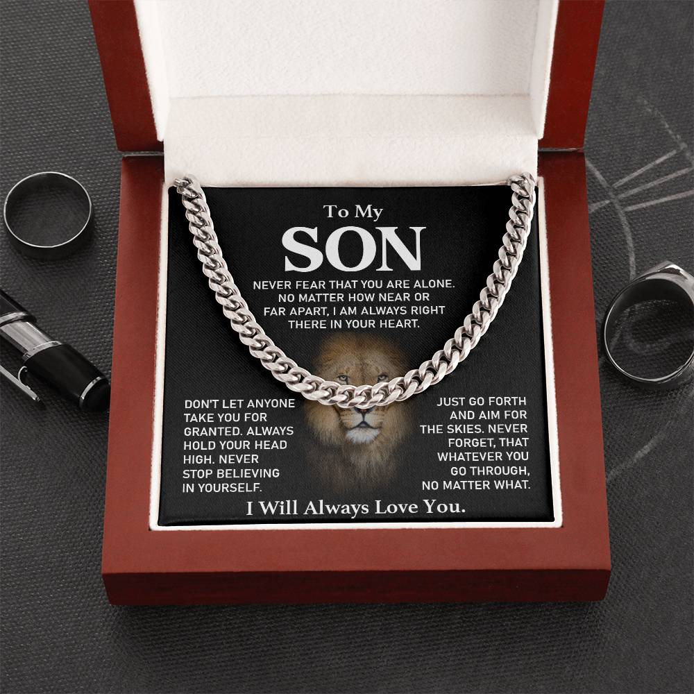 Inspirational Necklace Gift for Son – Lion Message Card for Strength