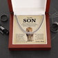 Lion Necklace Gift for Son from Dad – Proud Father Message Card