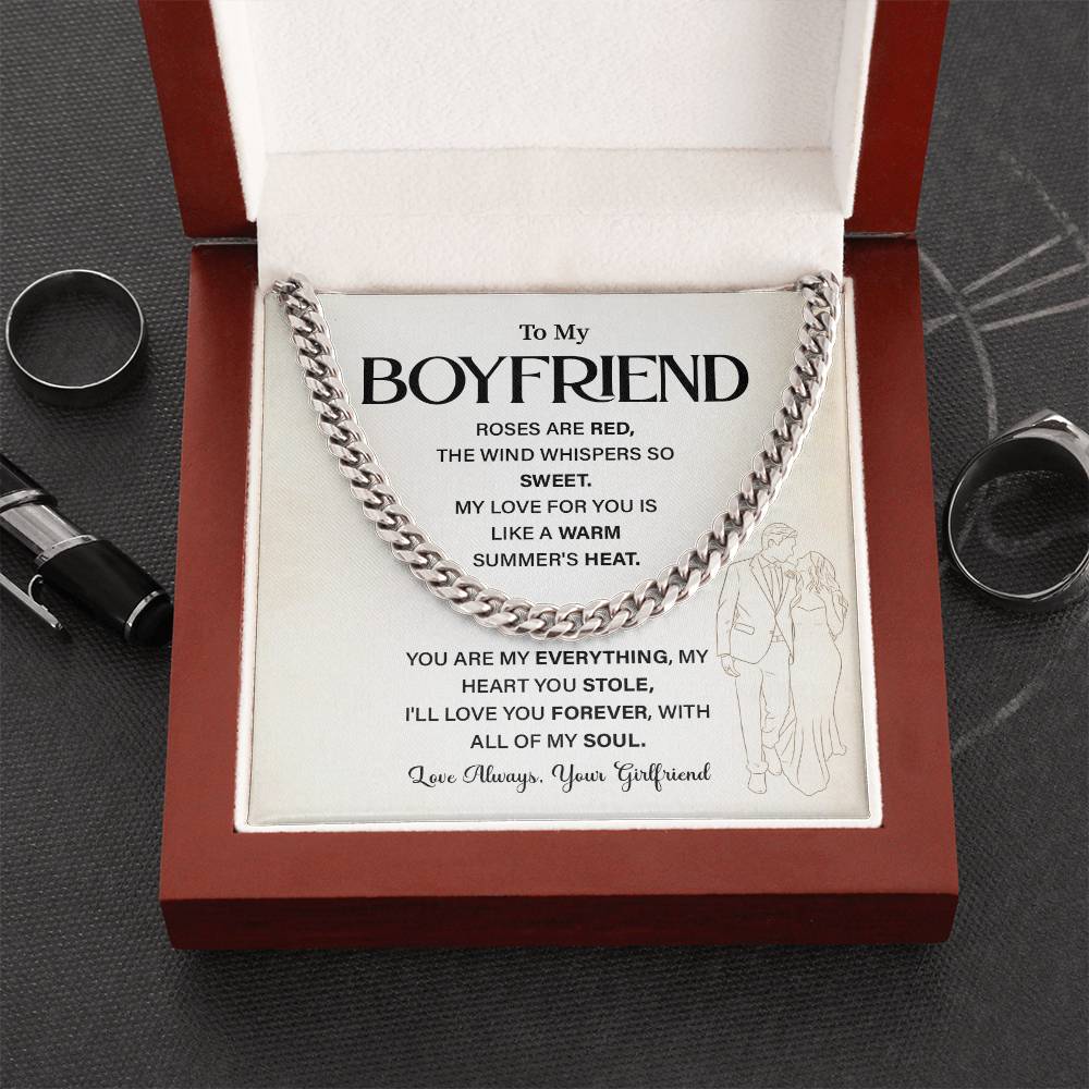 Romantic Gift for Boyfriend Cuban Chain with Gift Box