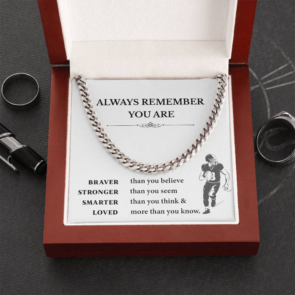 Football Necklace Gift for Boys – Motivational Card