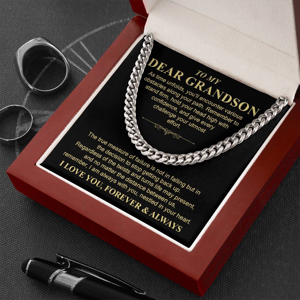 Cuban Chain Necklace Gift for Grandson from Grandpa