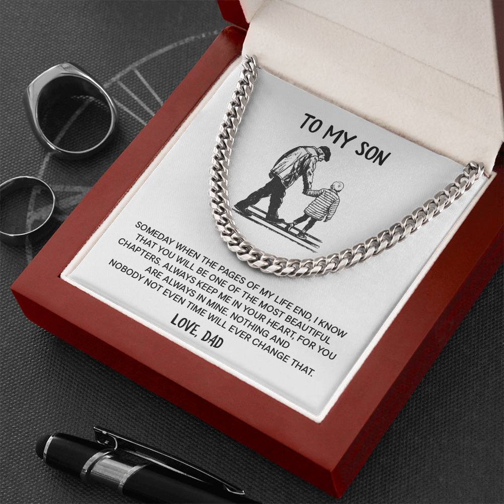 Dad to Son Cuban Chain Necklace – Forever in My Heart Message Card
