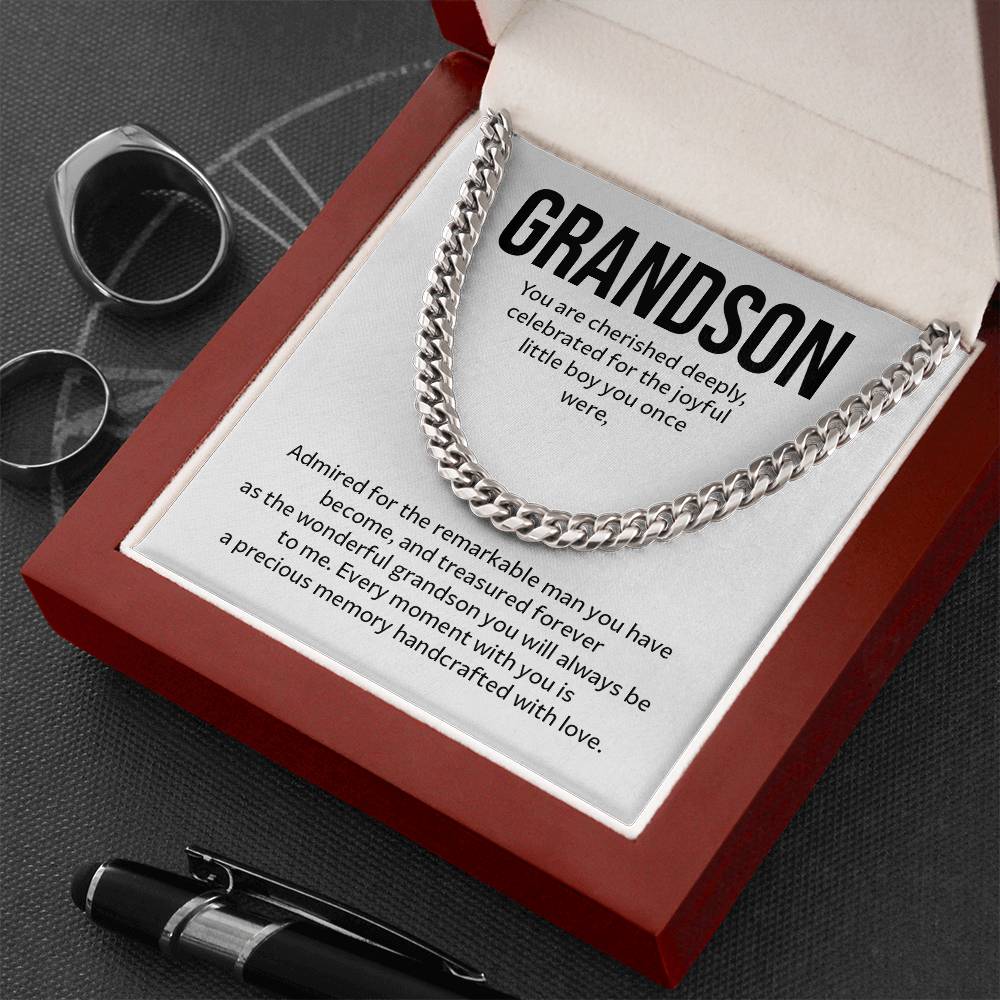 Cuban Chain Necklace Gift for Grandson from Grandparent