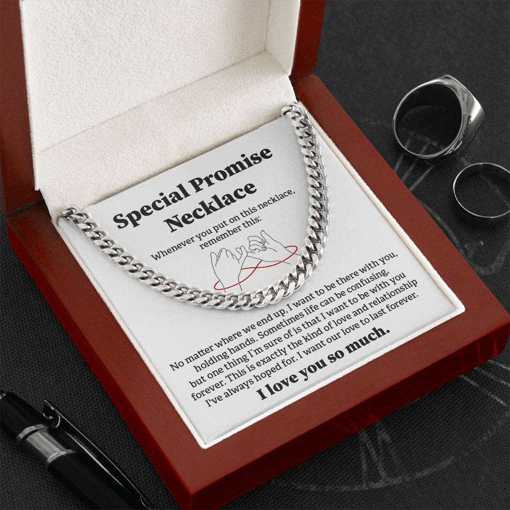 Special Promise Cuban Necklace Gift Special Romantic Gift Unique Gift For Men Emotional Love Jewelry Thoughtful Boyfriend Gift Unique Cuban Chain Gift Meaningful Love Necklace Perfect Boyfriend Gift Valentine Day Gift Anniversary Gift For Him Special Gift