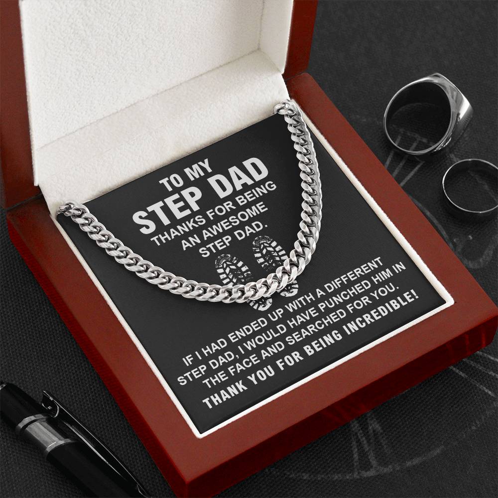 Stepdad Cuban Chain Necklace Gift With Heartfelt Note