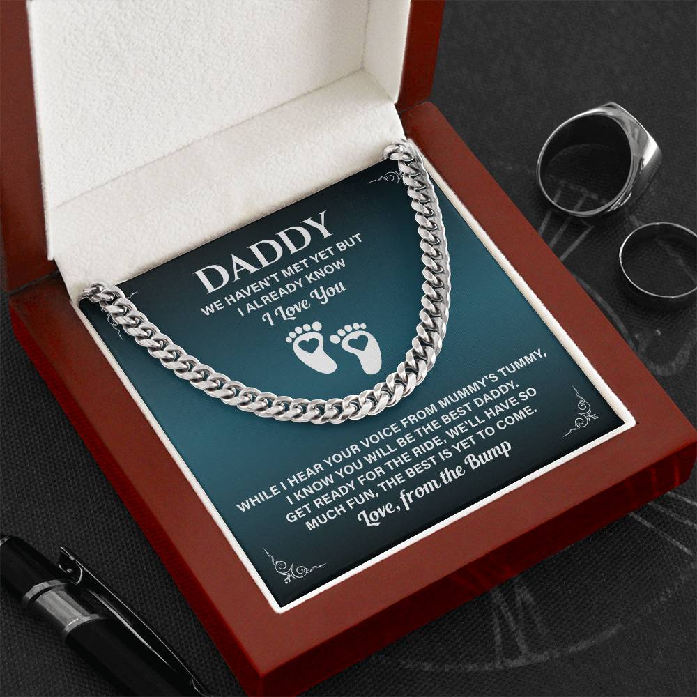 Daddy Necklace Gift From Baby Bump With Message Card