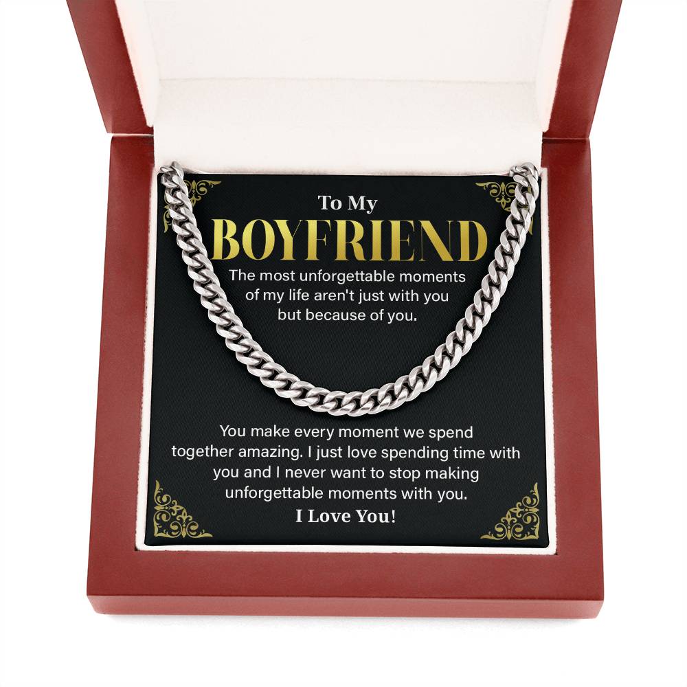 Boyfriend Cuban Chain Necklace with Gift Card & Box