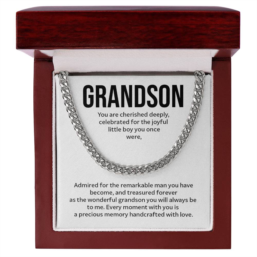 Cuban Chain Necklace Gift for Grandson from Grandparent