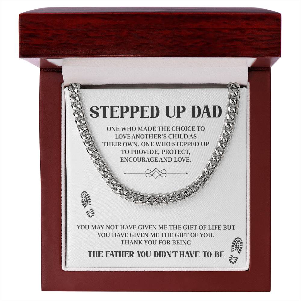 Cuban Chain Necklace Gift for Stepped Up Dad – Heartfelt Message Card