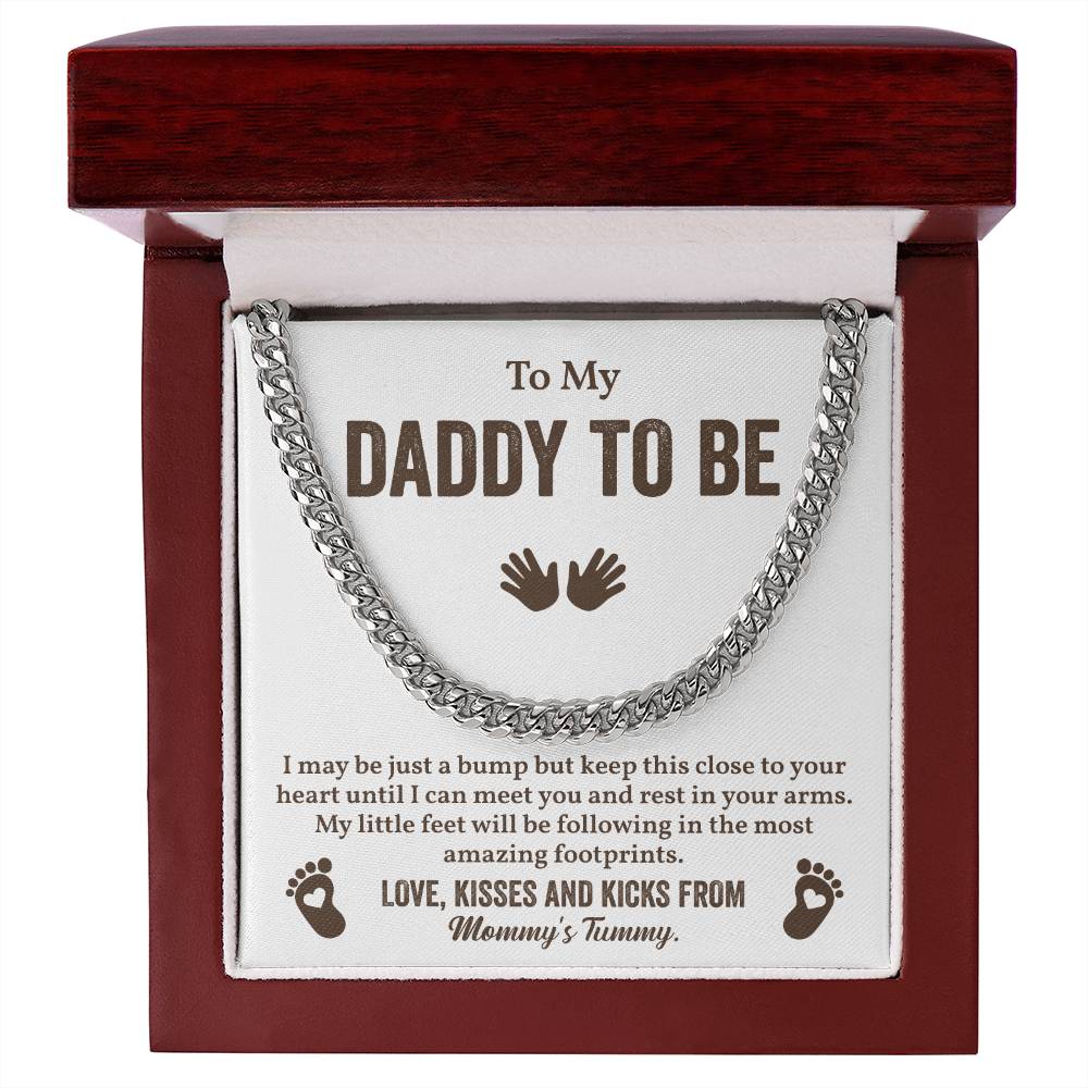 Daddy to Be Cuban Chain Gift From Baby Bump with Message Card