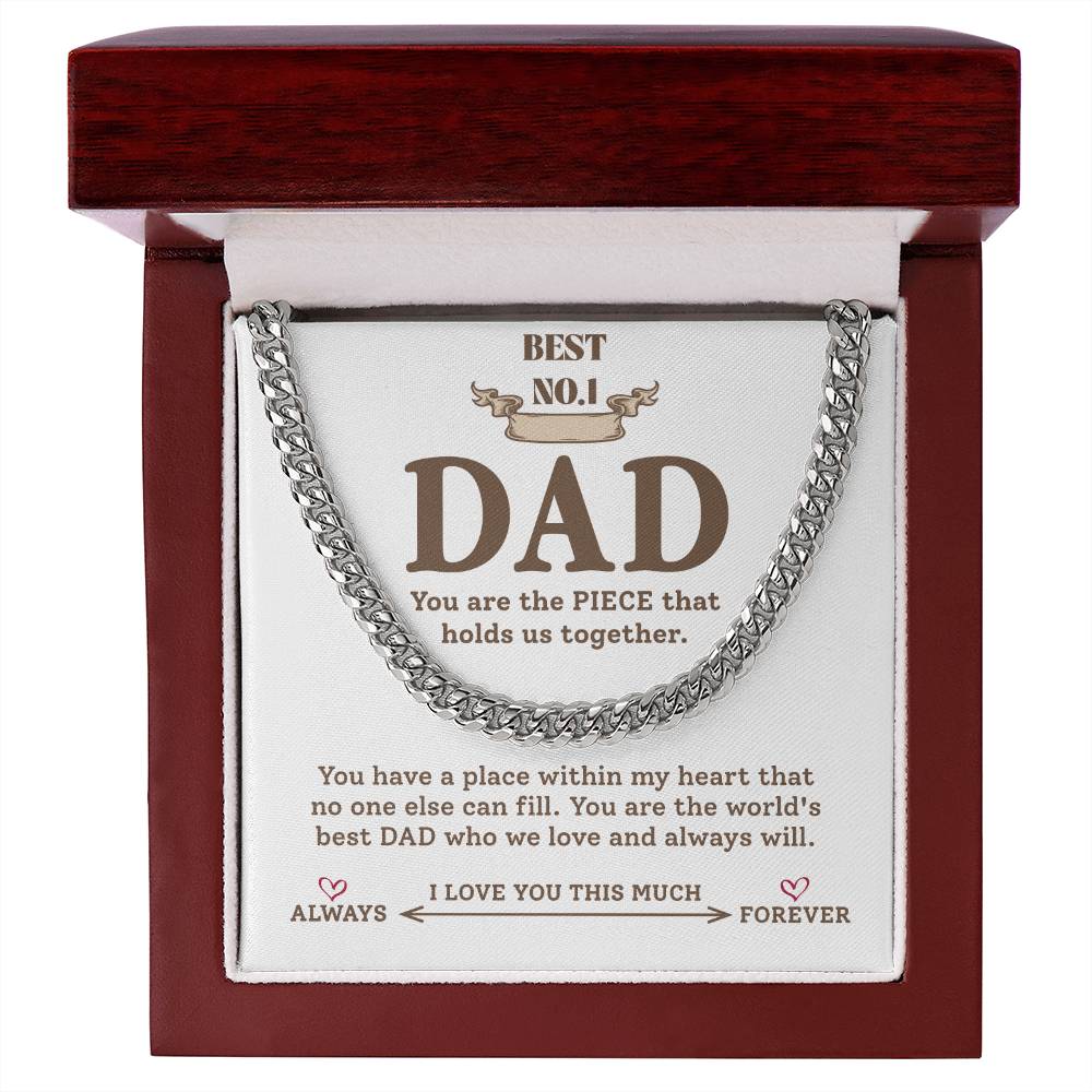 Best Dad Chain Necklace Gift with Message Card from Kids