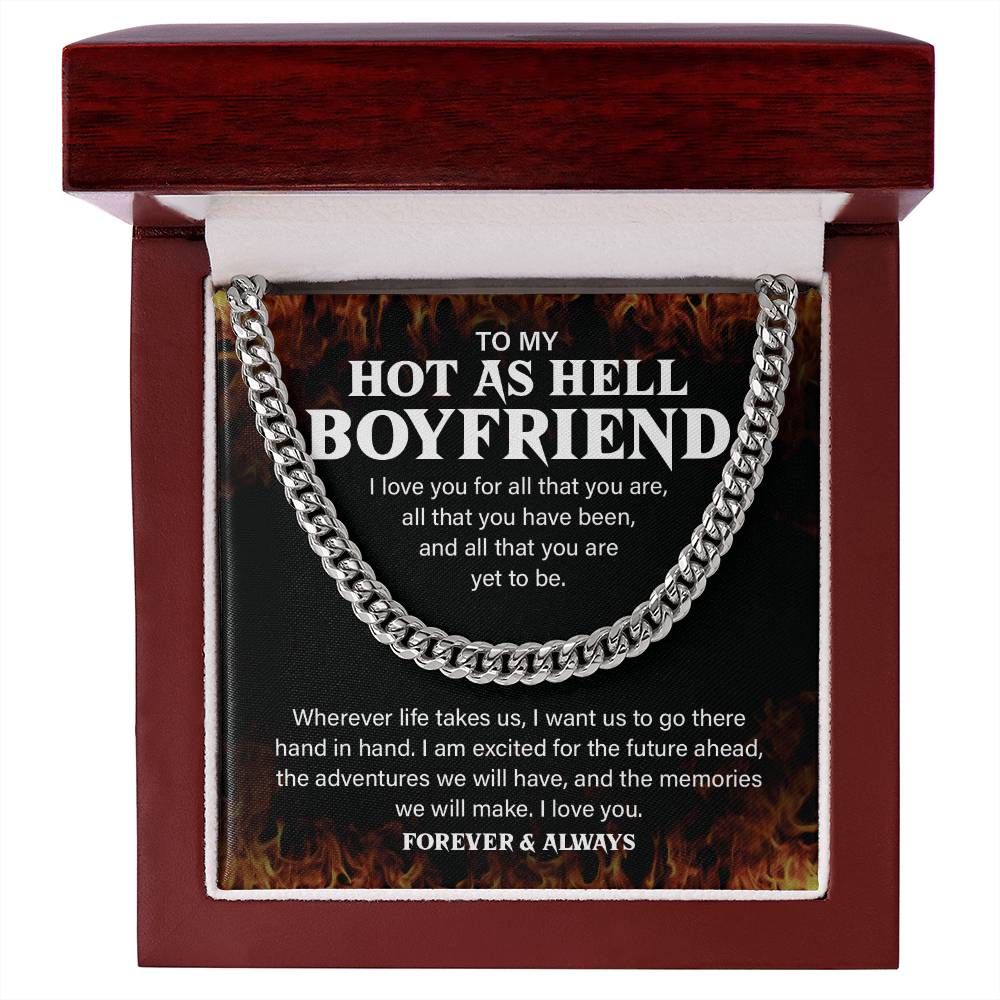 Hot Boyfriend Gift – Cuban Chain with Fire Message