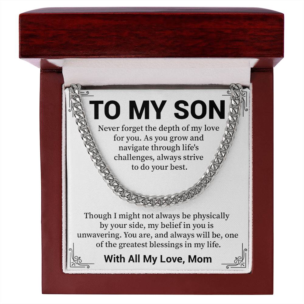 To My Son Cuban Chain Necklace Gift from Mom