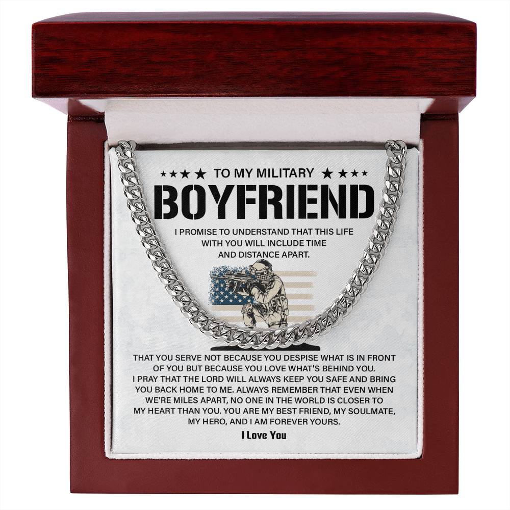 Military Boyfriend Necklace with Message Card