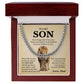 Lion Necklace Gift for Son from Dad – Proud Father Message Card