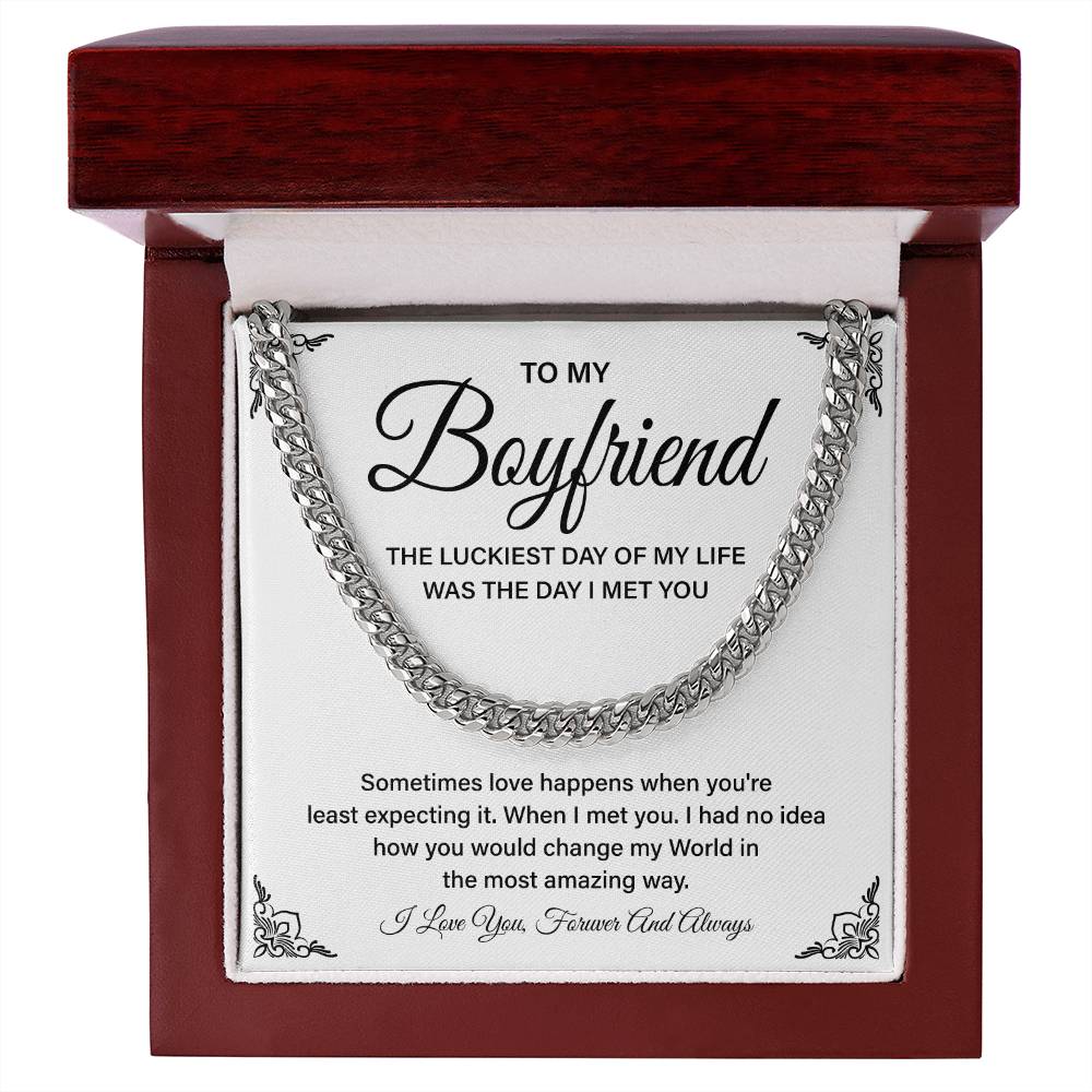 Boyfriend Gift – Cuban Chain with Lucky in Love Message