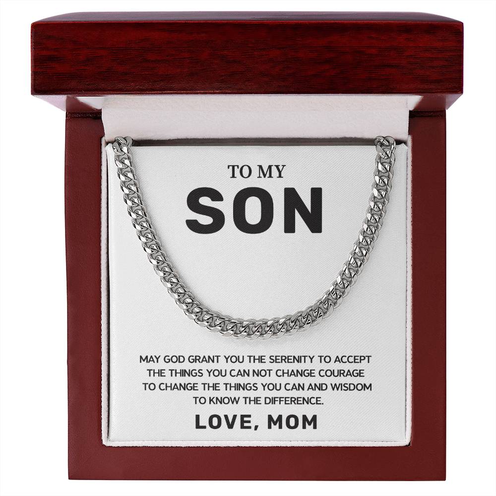 Christian Son Gift from Mom Cuban Chain & Card