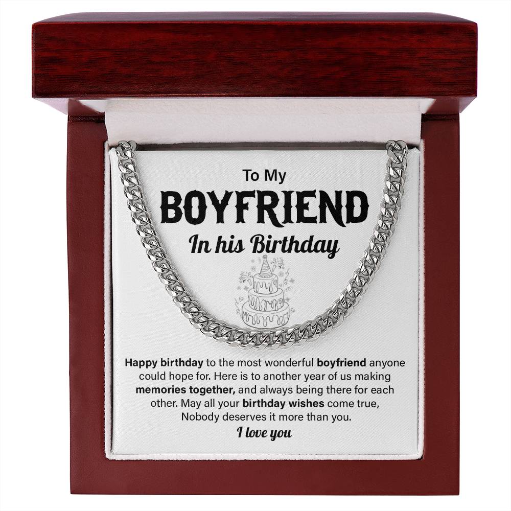 Birthday Necklace Gift for Boyfriend with Card & Box