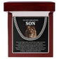 Lion Necklace Gift for Son from Mom – Loving Message Card in Gift Box