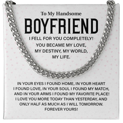 Romantic Boyfriend Cuban Chain Gift with Message Card